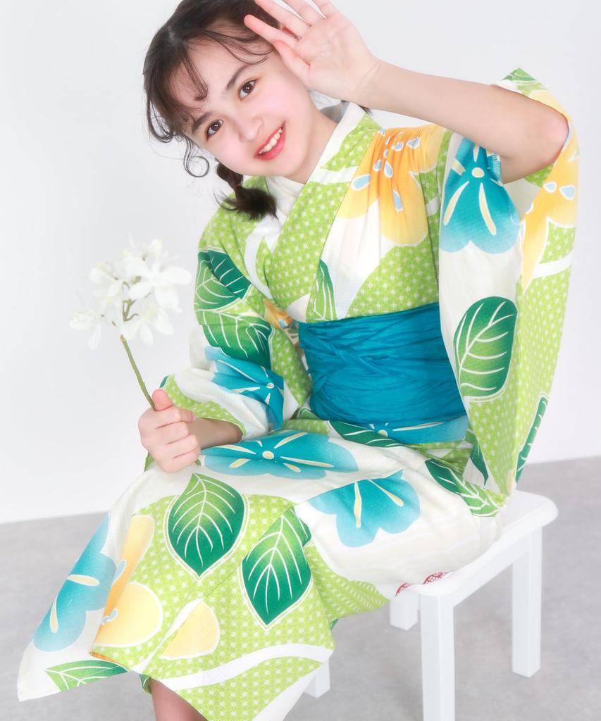 Yukata Set Junior Retro Change Weave 3 Piece Set Heiko C Girls In Search of the Village Where Flowers [KYOETSU] (Yukata, Obi, Geta) (120cm, 8. Fall)