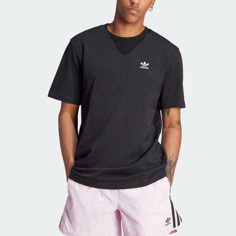 Adidas Originals Trefoil Letter Back Logo Print Crew Neck T-Shirt Men Tops Black II5760