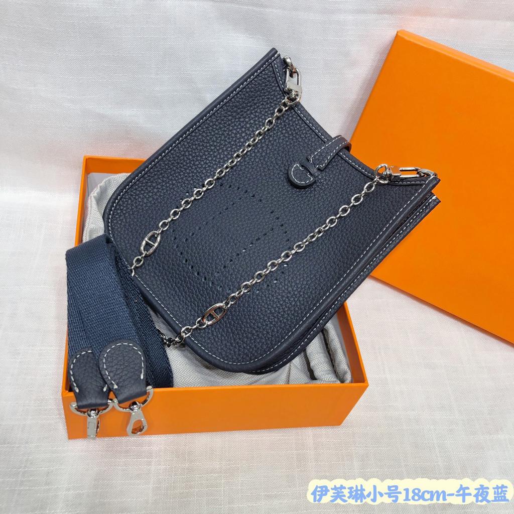 Spot Wholesale Top Layer Cowhide Evelyn Bag Genuine Leather Mini Bucket Bag TC Leather Mini Shoulder Crossbody Bag Tide