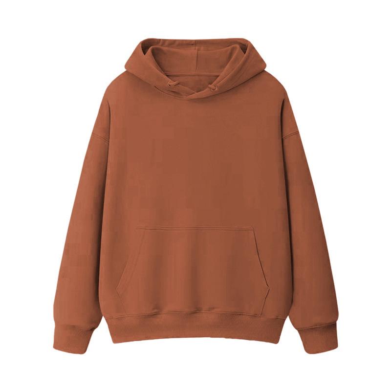 Fleece Thickened Loose Hooded Sweater Women's Autumn and Winter Warm Student Couple Solid Color Jacket Women's Clothing