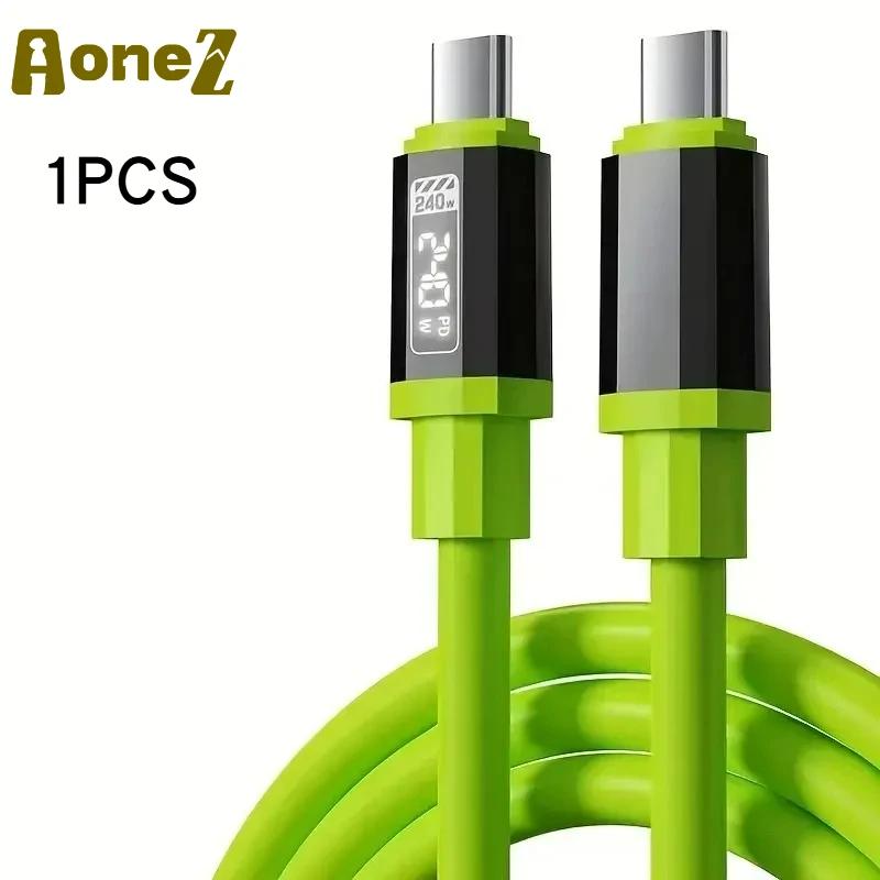 240W USB C Cable with Power Display Fast Charging Charger for IPhone 15 16 17 Samsung S24 Xiaomi Huawei Phones Type C Cord 1.5m