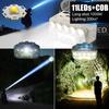 High Power LED Headlamp USB C Rechargeable Headlight 18650 Waterproof Head Lamp Cap Work Light Blue Red Flashing Emergency Light