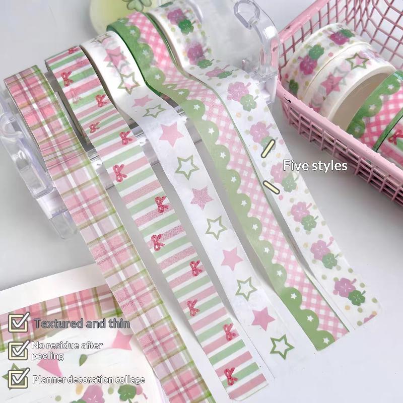 Wing Bow Grid Themed Decorative Tape Set 2/3Pcs INS Style Cute Adhesive Tapes for Journaling Gift Packing DIY Handcrafts