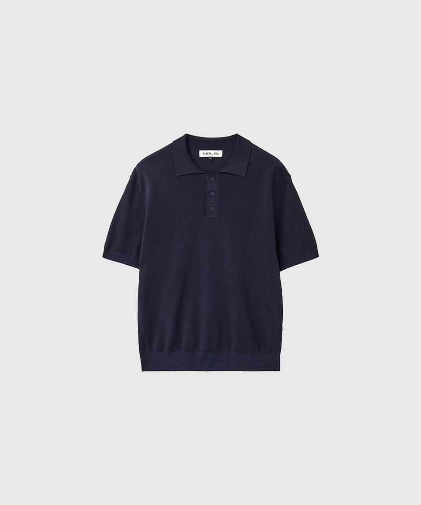 GENERALIDEA Man Temperature Cut Cool Button Collar Half Knit [Dark Navy] / Gf2Mkp013
