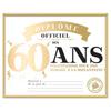 [A3655] - Official '60 Years' Golden Diploma Frame - 25x20 Cm