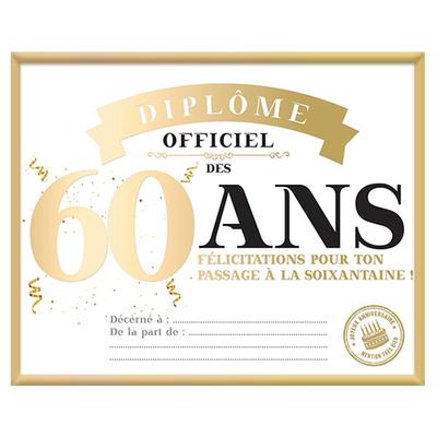 [A3655] - Official '60 Years' Golden Diploma Frame - 25x20 Cm