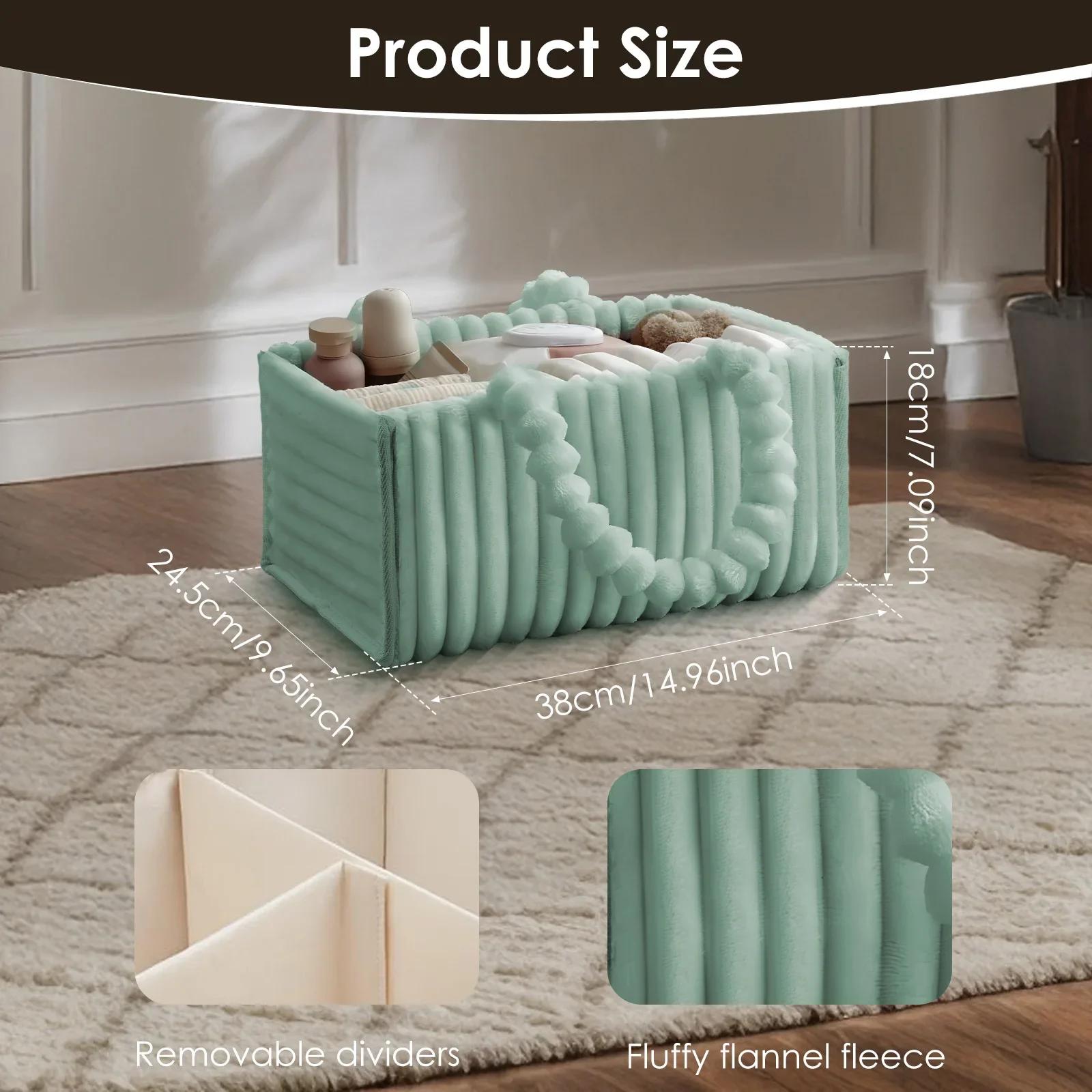 

Baby Diaper Bag Organizer Portable Diaper Changing Organiser Nursery Storage Basket for Boys Girls Multifunctional Basket зелений