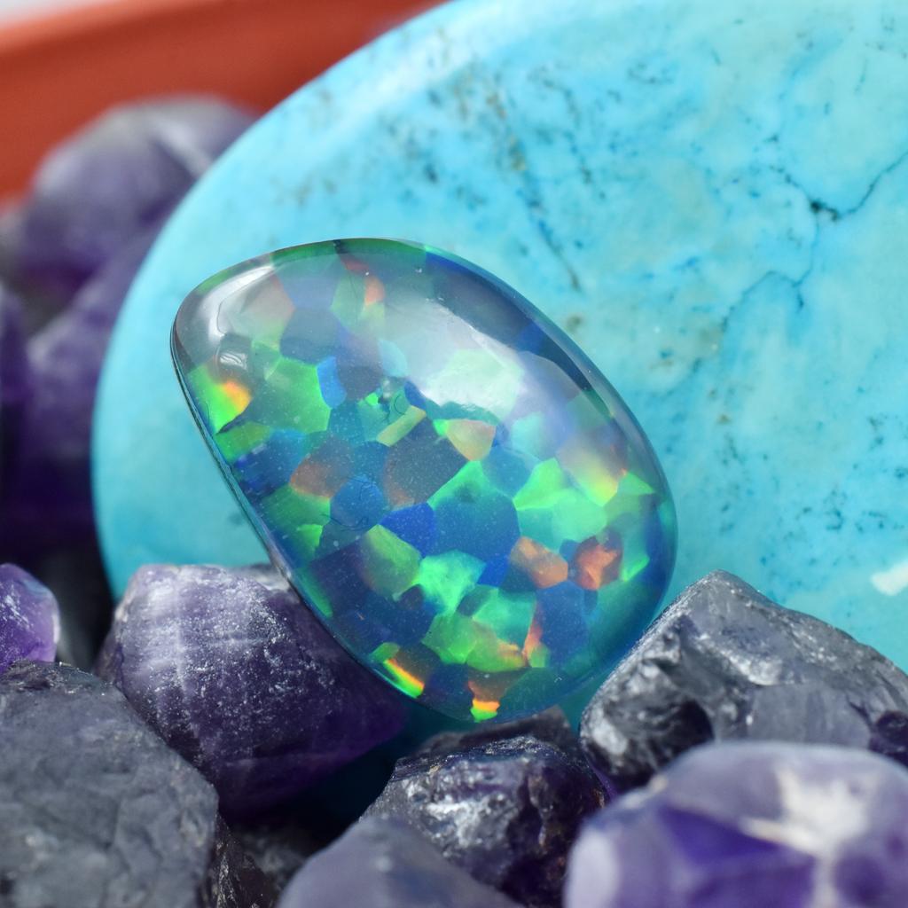 10.85 Carat Natural Multi-Color Doublet Opal Fancy Cut CERTIFIED Loose Gemstone