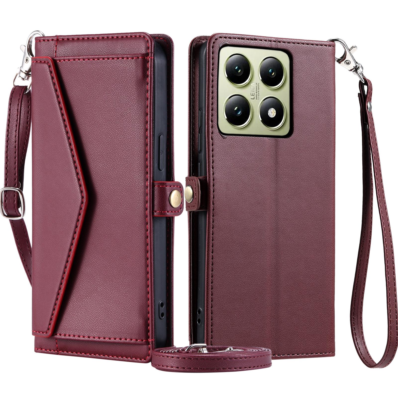 For Xiaomi 14T Leather Case Wallet Stand Phone Cover with Straps B