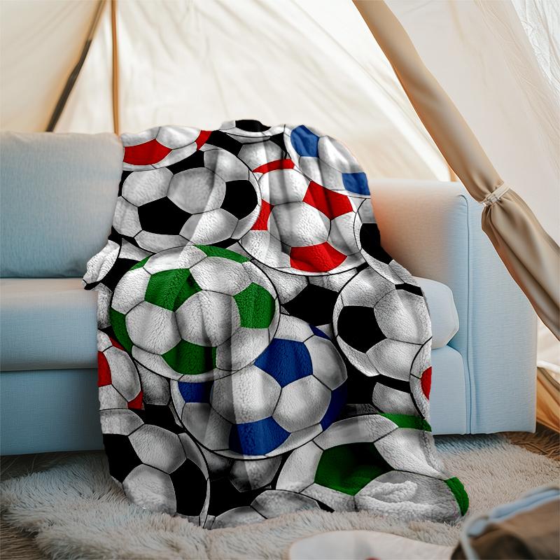 Soccer Theme Printed Blanket - Perfect for Couch, Bed, Travel & Outdoor Use | Machine Washable, Cozy & Durable.