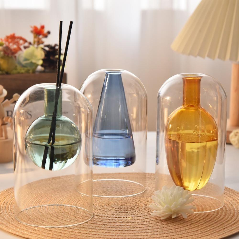 Transparent Coloful Glass Aromatherapy Diffuser Bottle Home Fragrance Essential Oil Container for Modern Home Decorations