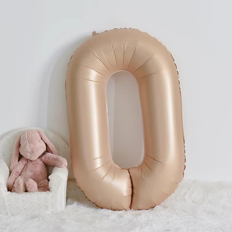 40-Inch Caramel Cream Number Balloons - Aluminum Foil Birthday Party Decoration for Kids and Adults