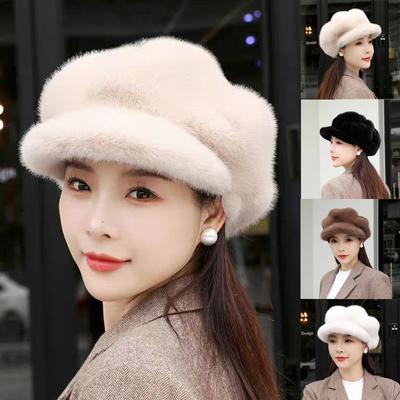 Fur Hat Winter Women Keep Warm Mink Fur Hats Natural Quality Female Fashion Mink Fur Cap Lady Outdoor Cap