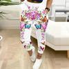 Sommer Damen Blumenmuster Print Schweißhose Lockerer Schnitt Kordelzug Jogginghose Elastischer Bund Tägliche Lässige Hose