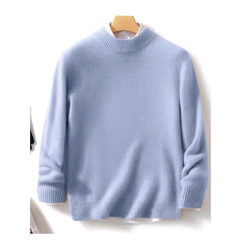 Men's 100% Wool Crew Neck Sweater - Casual Business, Thick Knit, Autumn/Winter Versatile.