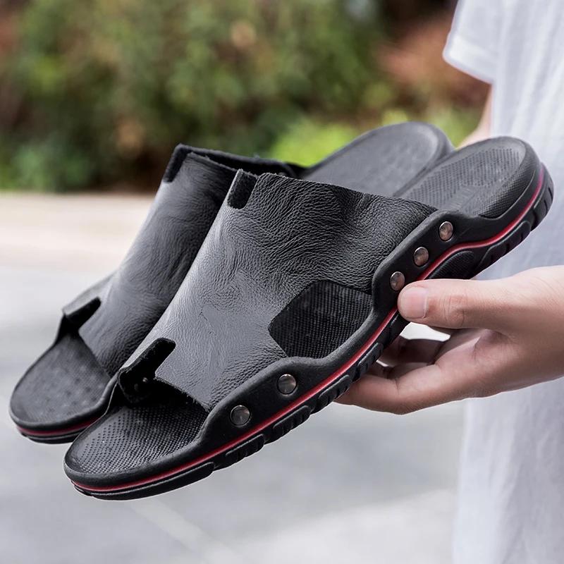 Мужские тапочки из натуральной кожи — фото 8