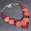 Ammonite Fossil, Garnet Gemstone 925 Sterling Silver Jewelry Necklace 18"