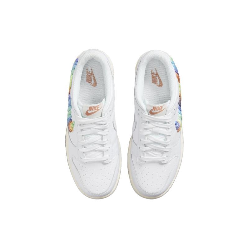 Nike Dunk Low SE Rainbow Lace Swoosh White GS Sneakers FN4861-100