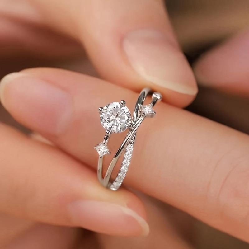 1PC Adjustable Premium Platinum/Rose Gold Plated Ring Ladies, Cosmic Track Planet Glitter Diamond Ring Ladies