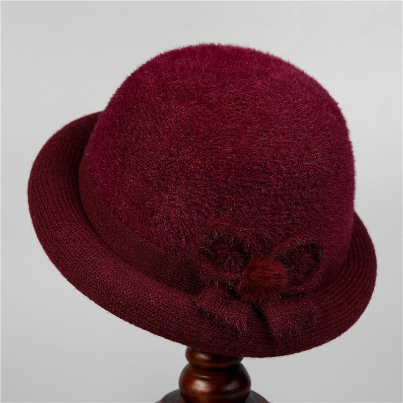 

Женская шерстяная шляпа-котелок, модная шапка во французском стиле, теплый зимний аксессуар, декоративная шляпа для особых случаев one size бордовый