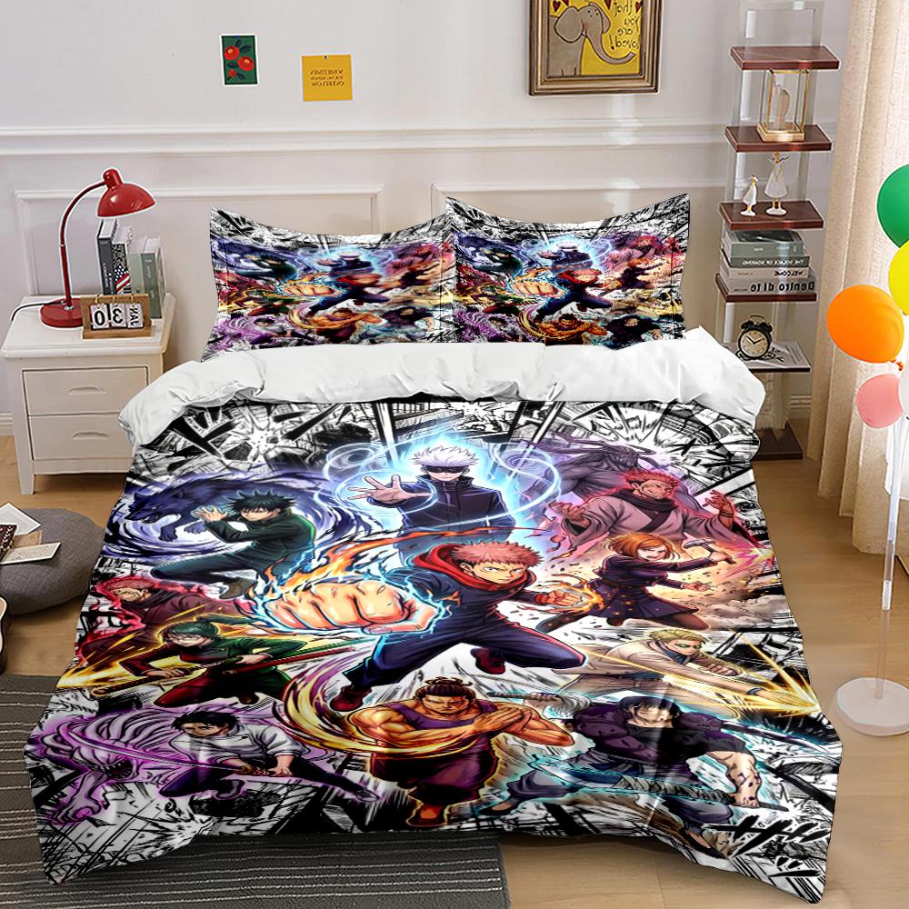 Anime Heroes Bedding Set with Action Design Bedding set (1 duvet cover, 2 pillowcases, duvet not included)