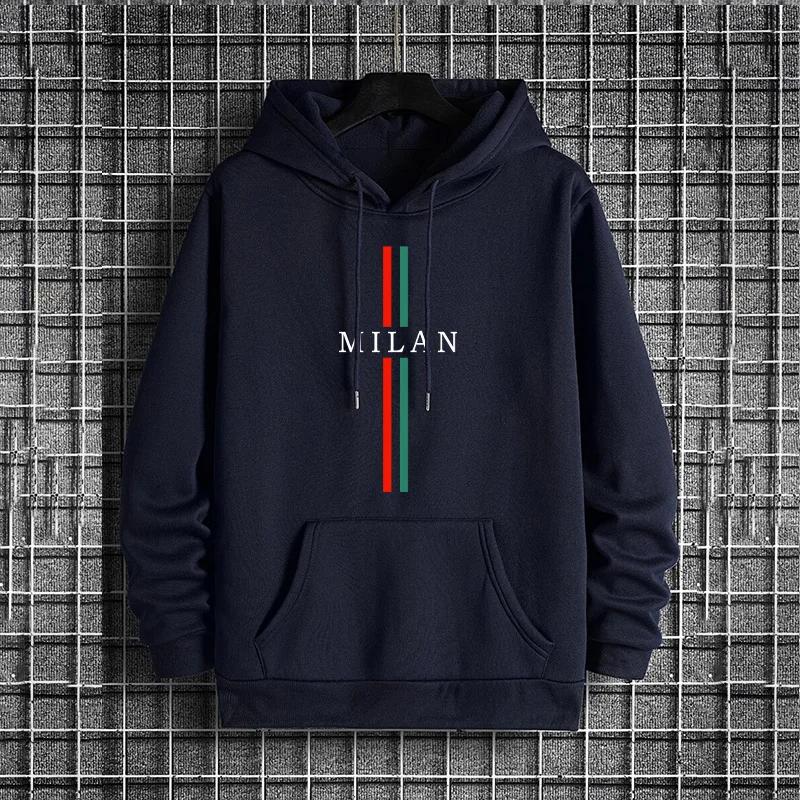Male Hip Hop Trendy Casual Sporty Hoody Outerwear 2025 Italy Milan Fashion Hoodies Mens Urban Streetwear Hooded Sweatshirt