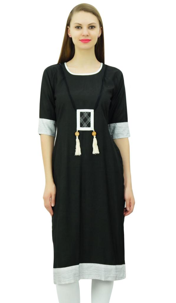 Bimba Women Rayon Tunic 3 4 Sleeve Chic Kurti Kurta Indian Ethnic Dress