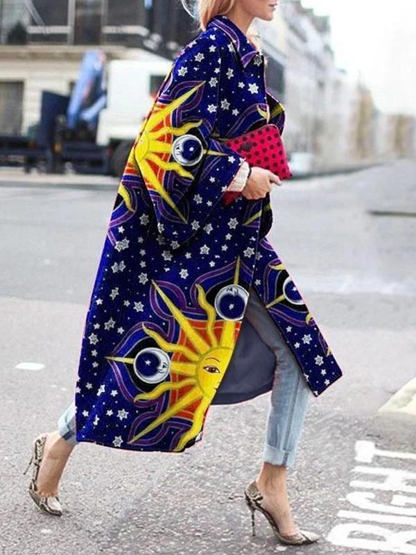 

Жіночий довгий тренч вільного крою з принтом та довгими рукавами-кльош, весна/осінь 2025 3XL