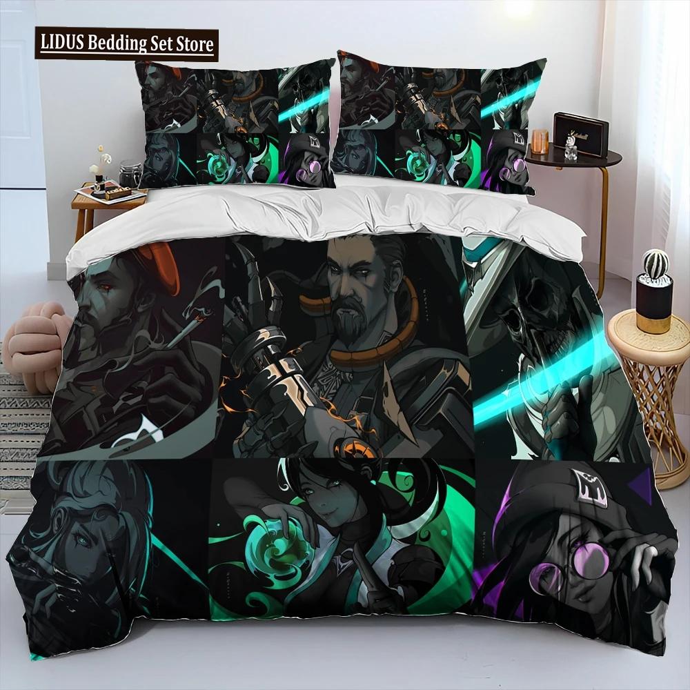 3D VALORANT Game Gamer Cartoon Comforter Bedding Set,Duvet Cover Bed Set Quilt Cover Pillowcase,king Queen Size Bedding Set Boys