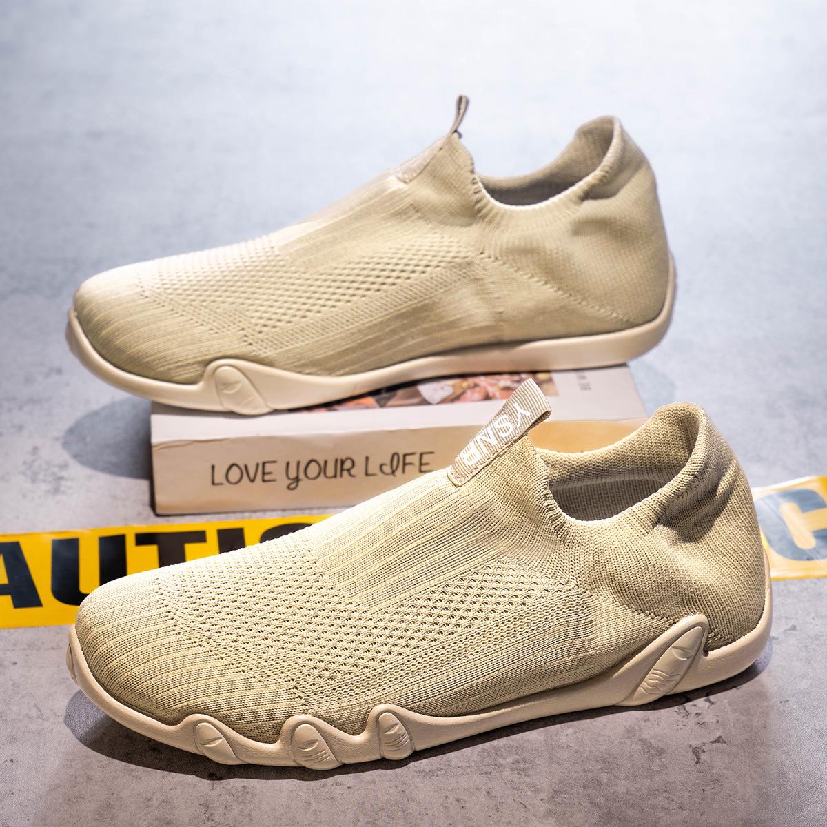 

Men s shoes 2025 spring new men s breathable fly-woven casual mesh shoes trend one-pedal student sports shoes 39