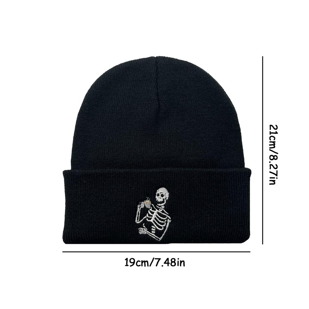 1pc Woolen Cap For Women Warm And Personalized Skull Head Tea-drinking Knitted Cap Fashionable Cold-proof Cap