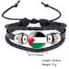 Palestinian Flag Design Gemstone Multi-layer Leather Bracelet Handcrafted Leather Rope Wristband Wholesale