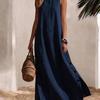 Women's Cotton Linen Maxi Dress Sleeveless Side Slit Loose Fit Casual Vacation Dress