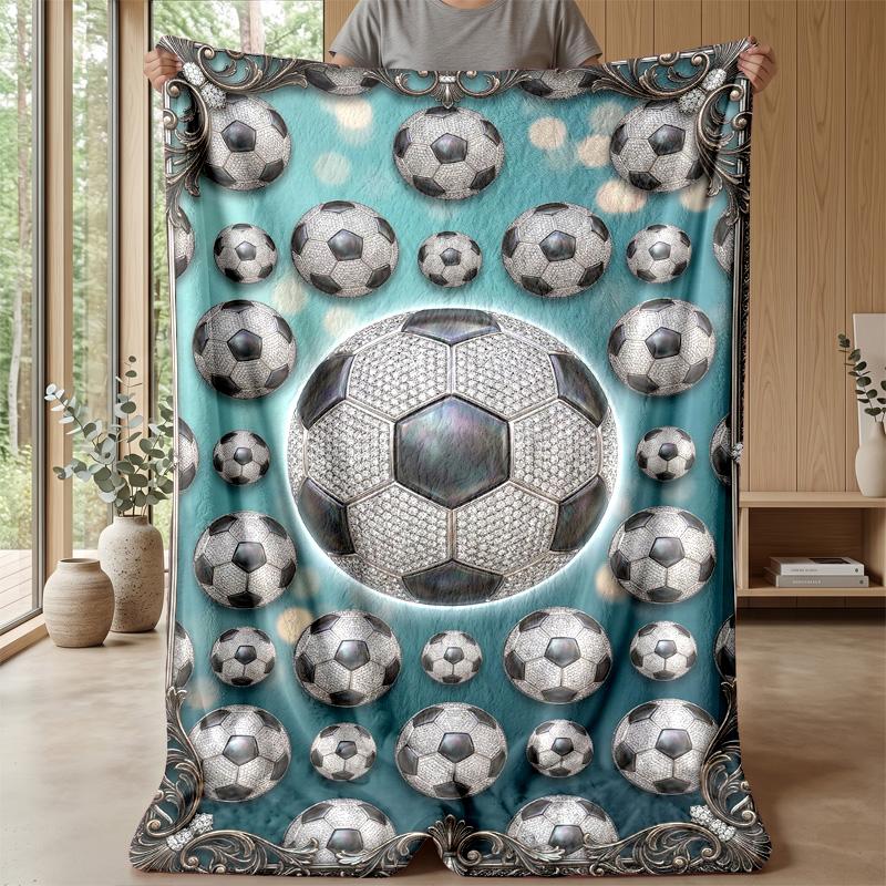 Neon Soccer Player Theme blanket Lightweight Warm Flannel Blanket Decorative Throw Blanket for Home Decoration