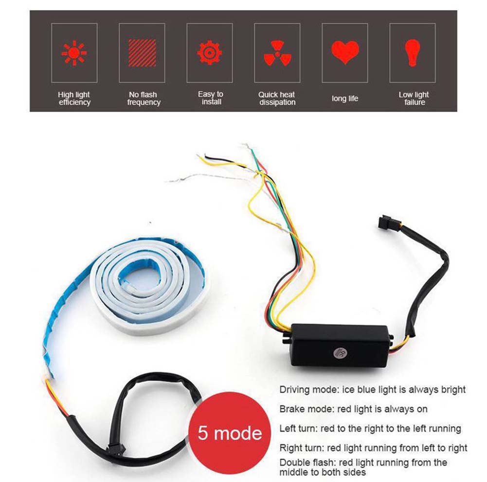 Striscia LED a Flusso 12V per Auto Barra Luci Segnalazione Svolta Portellone Lampada Strisce Baule