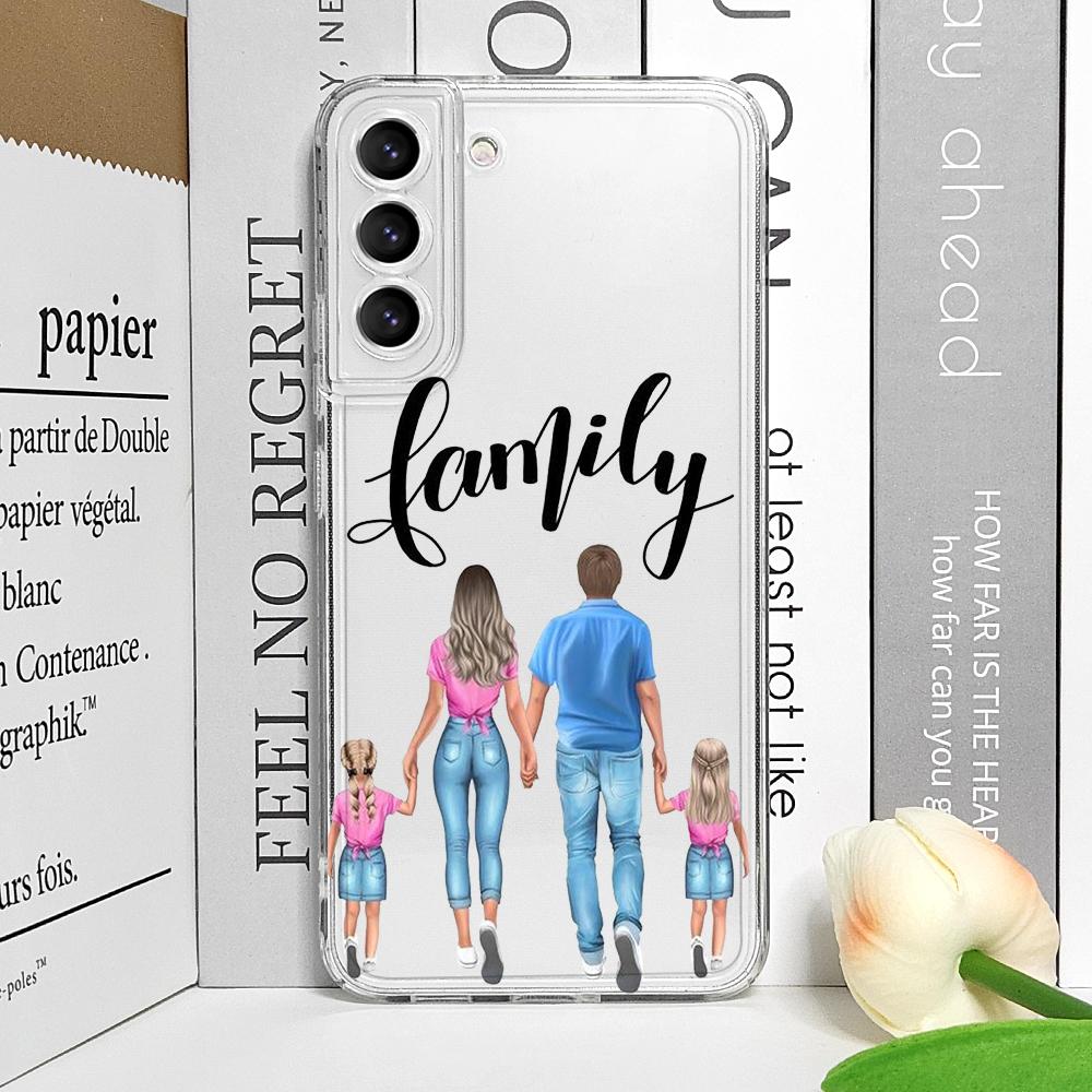 Super Mom Dad Baby Family Phone Case for Samsung Galaxy A14 4G A16 A55 A54 A36 A53 A13 A15 A25 A52 5G Clear Soft Covers Boy Girl