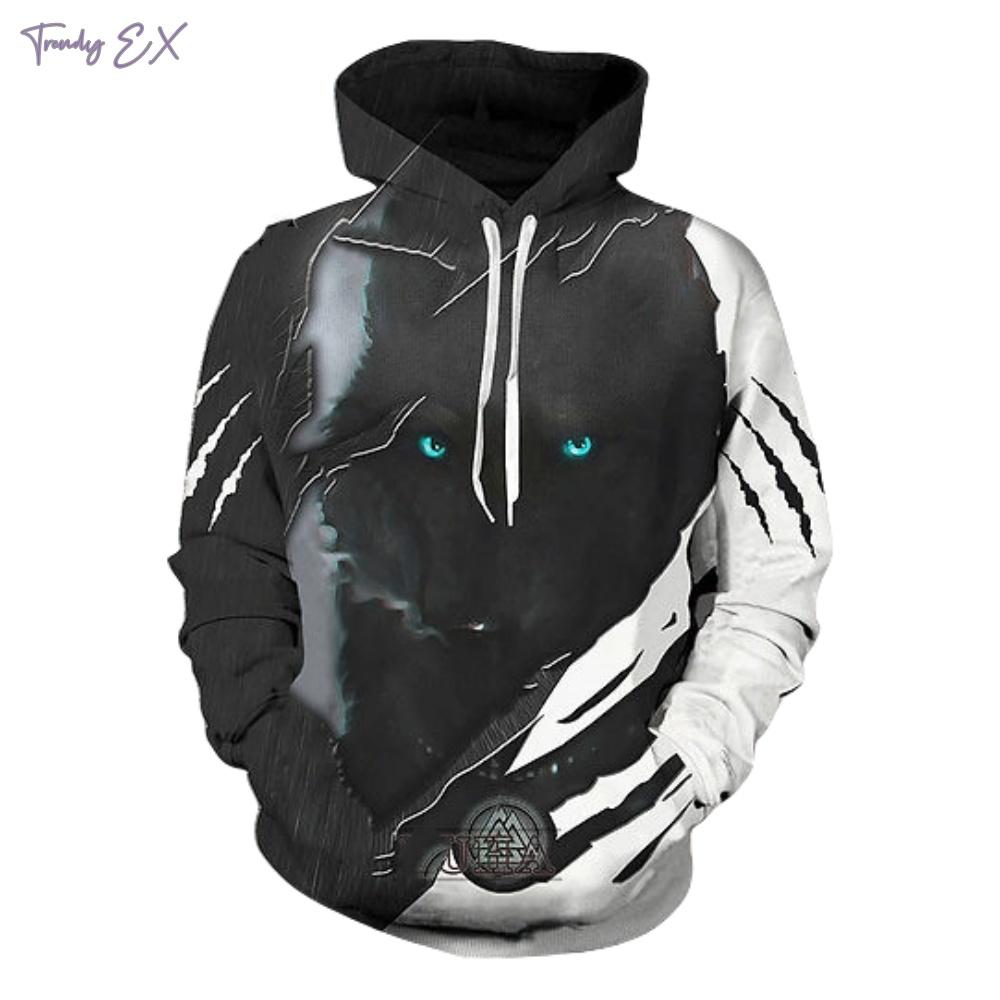 

Новий чоловічий світшот. Крутий принт із вовком. Модні вуличні толстовки з графічним малюнком. Топи. Повсякденні спортивні кишені. Кенгуру. Довгий рукав. Чоловічий одяг. L