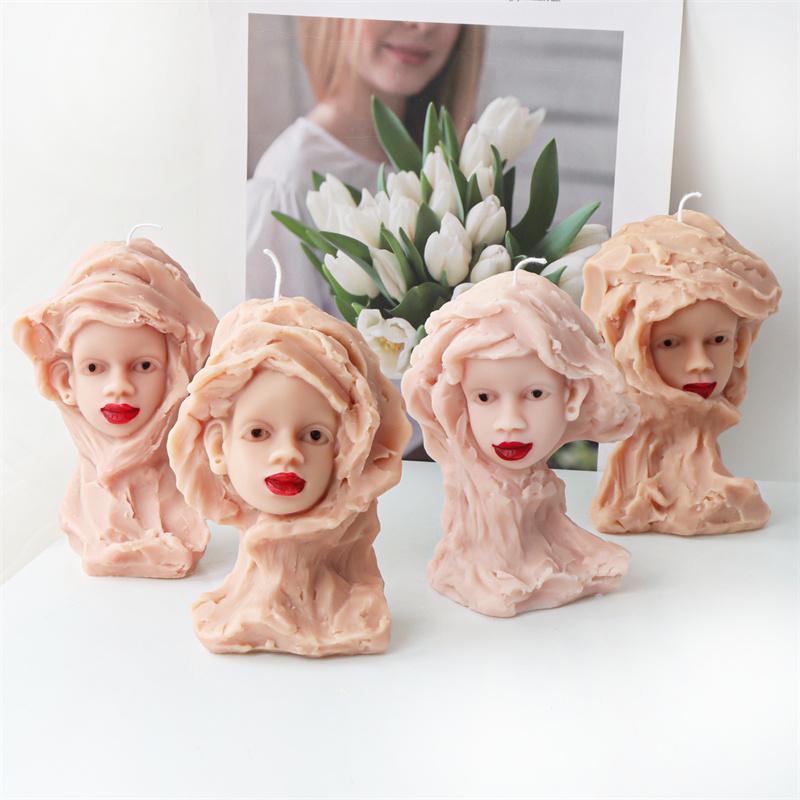 3D Stone Girl Silicone Candle Mold DIY Girls Gypsum Form Carving Art Aromatherapy Plaster Mold Home Decoration Handmade Gifts