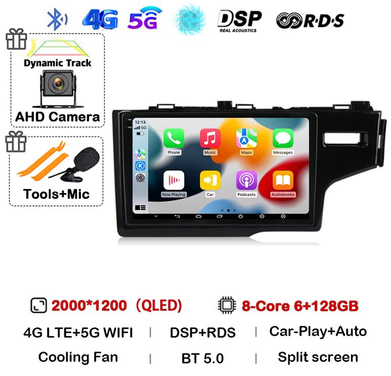 Android 14 Auto For Honda Jazz 3 2015-2020 Fit 3 GP GK 2013-2020 RHD Car Radio Multimedia Player Navigation Stereo GPS Head Unit