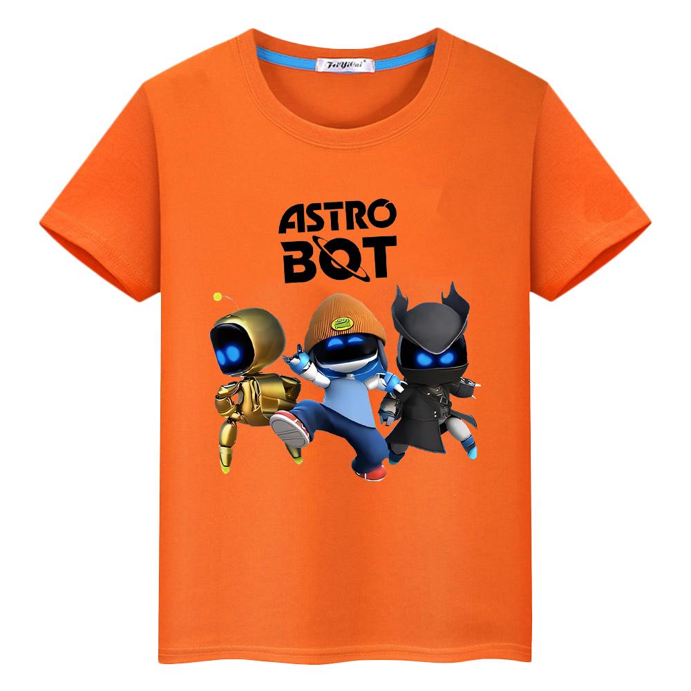Game Astro Bot T Shirt for Kids Boy 10years 100%Cotton Print Anime Short Kawaii Tops Cartoon T-shirt Y2k One Piece Girls Clothes