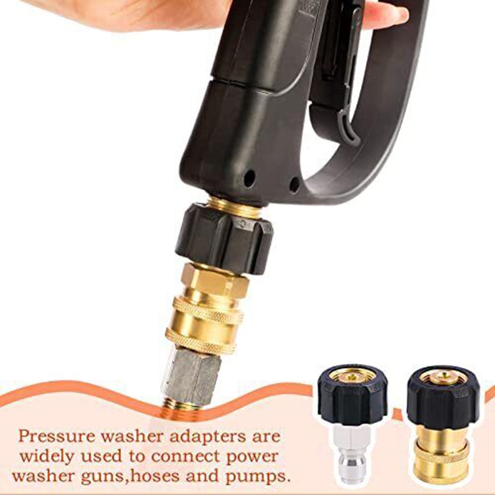 Pressure Washer Adapter Set M22 14mm to 3/8 Inch Quick Connect Coupler Kit Brass Fits Hose Pump Thread Conversion