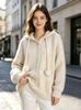 Lace-Up Hooded Sweater Coat – Women's Plus Size Autumn/Winter 2026 Knit Cardigan