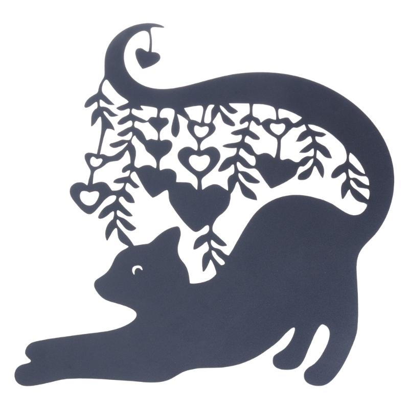 Handcraft Moon Cat Shape Iron Party Decor Delicate Craftsmanship, Enchanting Spooky Atmospheres at Home Offices