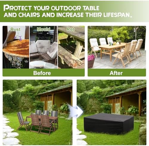 GROOFOO Patio Furniture Cover 150x90x80cm 420D Oxford Waterproof UV Resistant Black