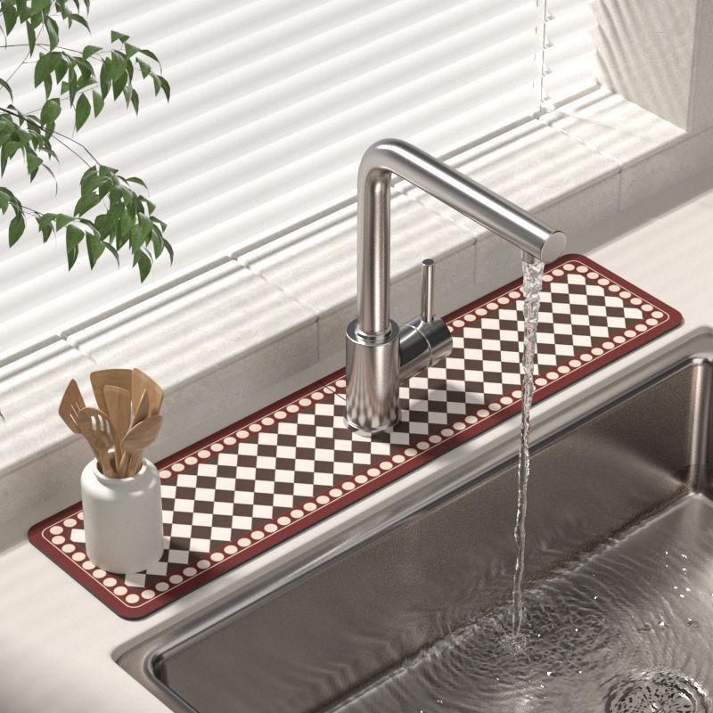 Wasserabsorbierende Matte für Wasserhähne, Küchenspülen, Waschbecken, Abtropfmatten, Spritzschutzmatten für Badezimmerarbeitsplatten