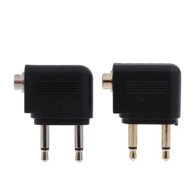 Set of 2pcs Aviation Headphone Adapter 3.5mm Port Aircraft Earphone Socket Conversion Adaptors Portable Converters