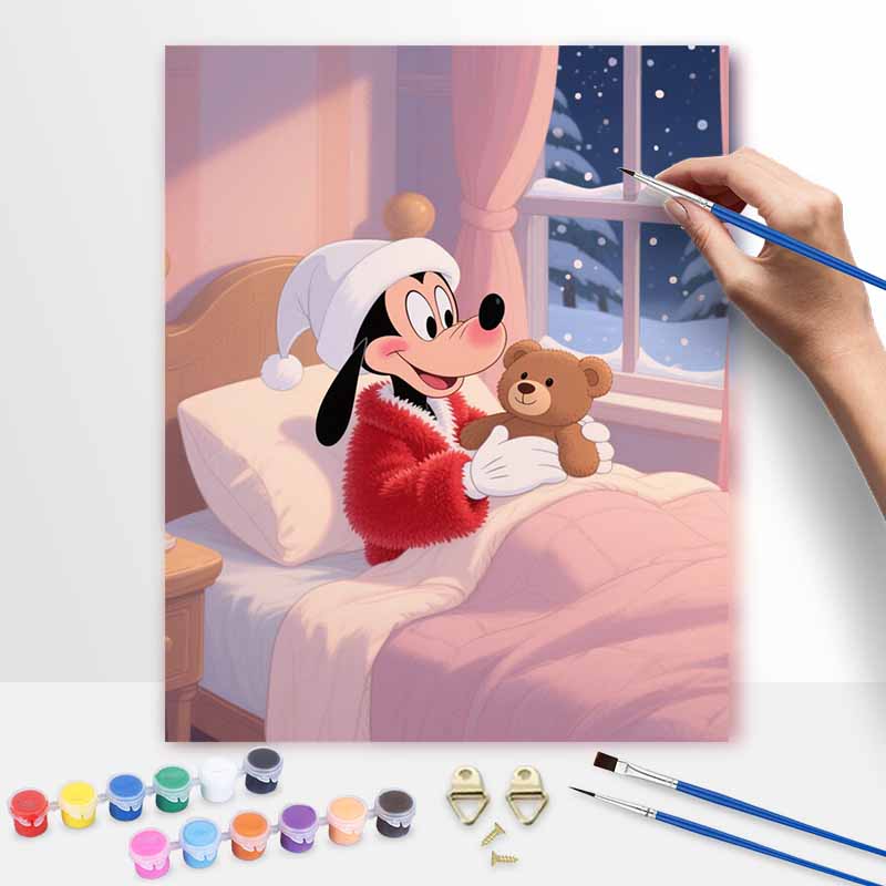 Disney Mickey Mouse teddy bear handmade diy oil painting digital painting kit home living room entrance decoration hanging painting 20x30cm