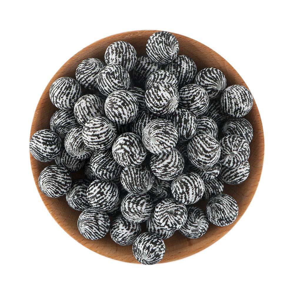 15MM Leopard Silicone Printed Beads 20pcs For Making DIY Jewelry Accessories Bracelet Necklace Making