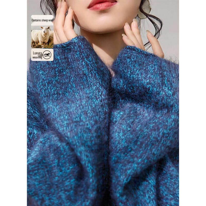 Demana Women s Fluffy Wool Blend Loose Knit Sweater M