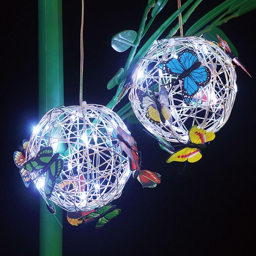 Colorful Butterfly Solar Hanging Light Solar-Powered LED Hanging Light  Night Lighting
